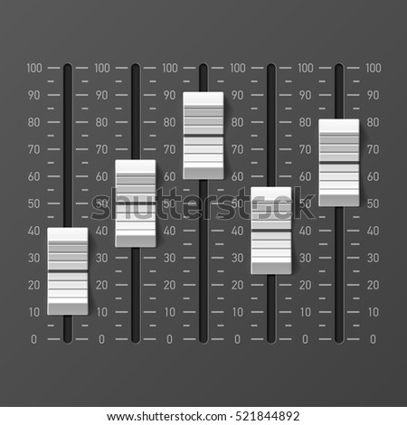 Sound mixer console, dj equipment slider buttons vector illustration