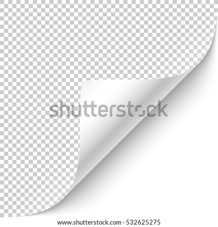 Curled corner with shadow on transparent background realistic vector illustration.  Stock foto © 