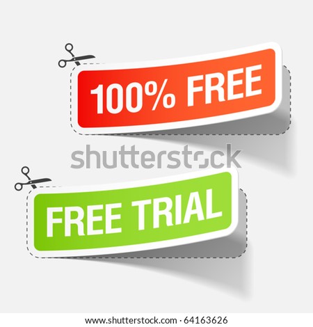 100% free and free trial labels. Vector.