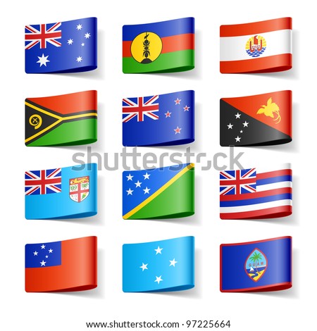 World flags. Oceania. Vector.