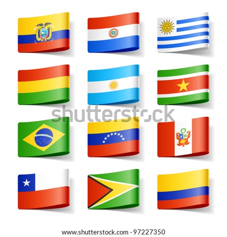 World flags. South America. Vector.