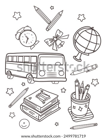 coloring page back to school  set  school supplies