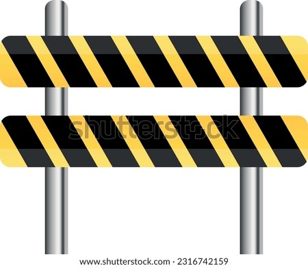 Vector illustration of yellow black barrier to indicate a dangerous section of the road. Caution, dangerous, construction site, stop, roadblock