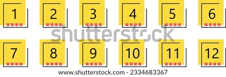 Modern geometric bullet point set. Colorful trendy square markers with numbers. Vector ilustration