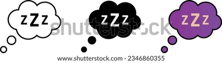 Sleeping bubble with zzz different style icon set. Line, glyph and filled outline colorful version, outline and filled vector sign․ Vector ilustration