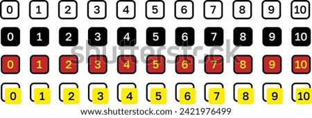 Simple Square round numbers icon set in line style. Set of 0-10 numbers in lined, black, colorful style. Vector illustration