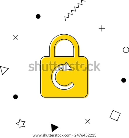 Reset, Lock, Password, Padlock Icon with geometric shapes. Vector illustration