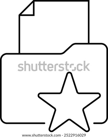 Favourite folder line simple icon. Folder with star. Editable Stroke. Vector illustration