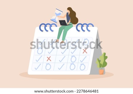 Flat design of deadline extension vector, flat design of time extension vector, businessman needs more time to work vector, work life not balance vector, flat design of deadline calendar.