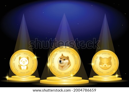 Doge coins, crypto meme with shiba inu and baby doge. vector eps10 商業照片 © 