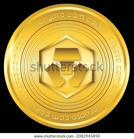 Crypto.com coin cryptocurrency golden icon 3d illustration. vector eps 10