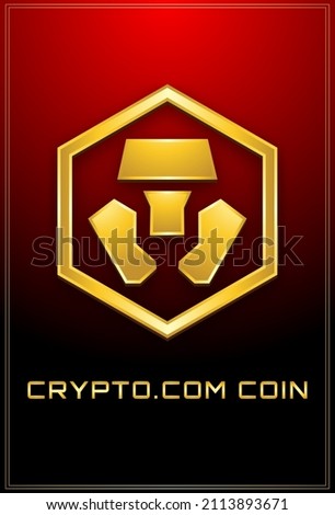 Crypto.com coin cryptocurrency golden icon 3d poster