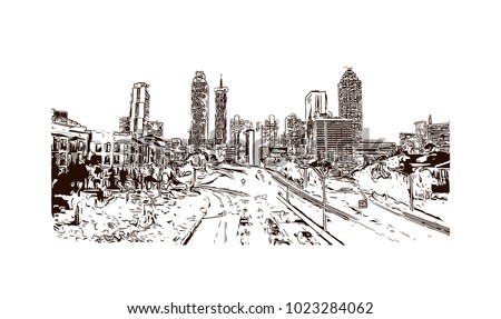 Atlanta Skyline Black Coloring Pages