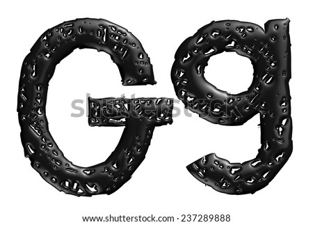 3d Melt Black Alphabet Letter D In Small And Big On White Background