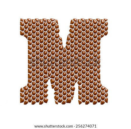 Chocolate dot spotted alphabet letter M on white background. Photo stock © 