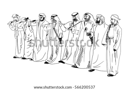 Sketch of Arabic traditional dance in vector.