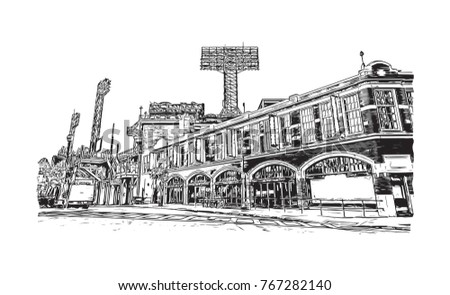 Sketch illustration of Fenway Park Boston, USA in vector.