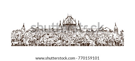 Hand drawn sketch of Bombay High Court at Mumbai is one of the oldest High Courts of India in vector illustration.