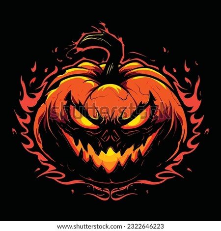 Pumpkin Halloween Head Mascot Logo for Esport. Pumpkin Halloween T-shirt Design. Pumpkin Halloween Logo. Pumpkin Halloween Sticker