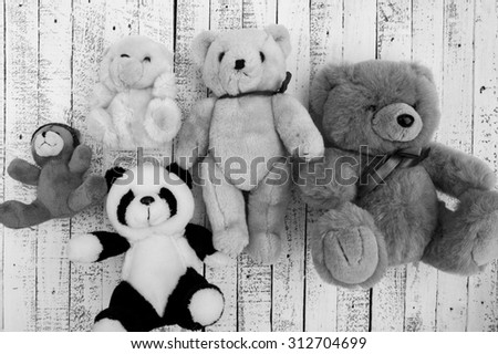 Black and white teddy bears poster