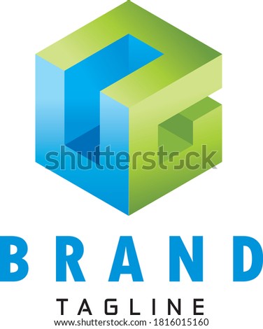 U And G Letter Or Initial in 3 D Cube Logo Design Zdjęcia stock © 