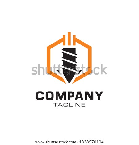 Drill Bit Logo Design Vector Image