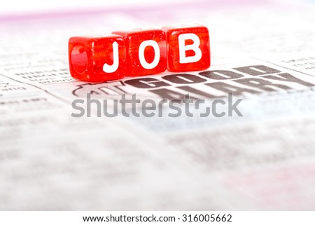 JOB wording on newspaper, looking for job concept