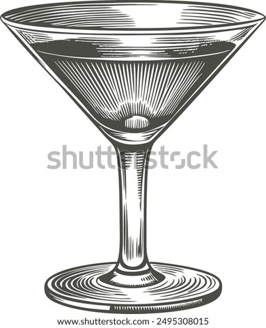 martini glass vector hand drawn sketch illustration