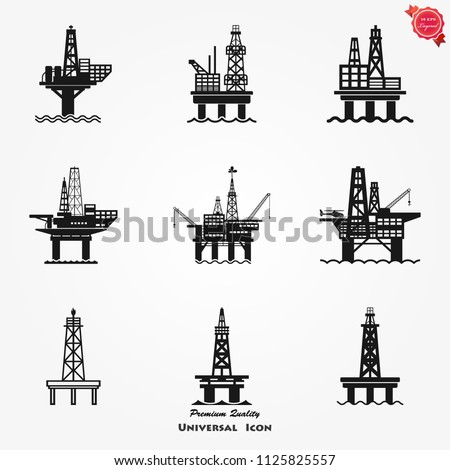 Oil platform icon gas Sea Rig Platform Illustration, fuel Production Symbol.