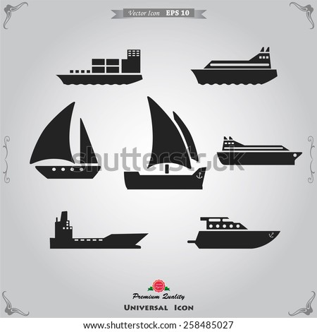 Ship Icon Stock Vector 258485027 : Shutterstock