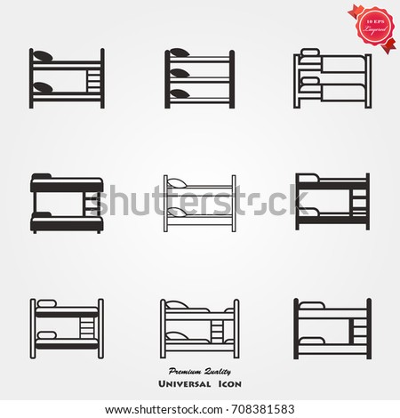 Bunk bed icons vector