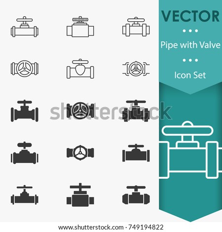 Pipe with valve icons