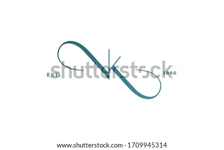 Logo vector linear illustration. Emblem design on white background. Lettering business logotype. VK monogram  Stock fotó © 