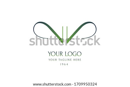 Female symetric monogram V for a beauty center. Logo vector linear initials VV. Emblem design with hornes on white background. Lettering business logotype.