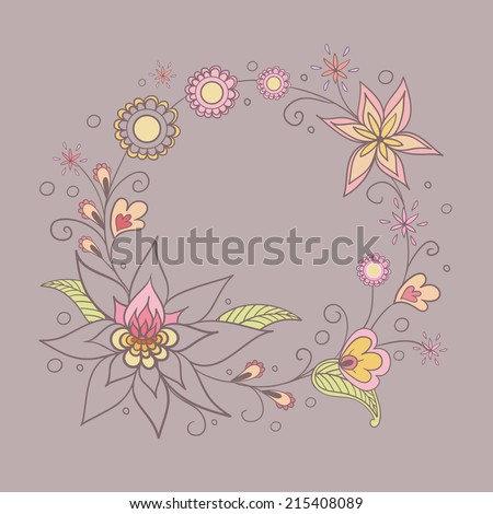 Frame of flowers and leafs