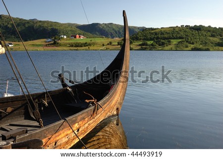The recreated boat of Vikings. Norway