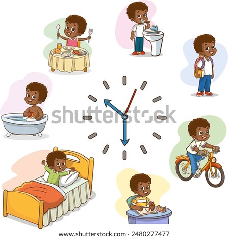 Similar – Image, Stock Photo Child reading schedule in hall of airport