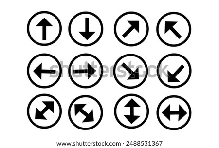 Arrow vector icon set cursor arrow up down and symbol icons. Modern simple solid arrows collection web design.