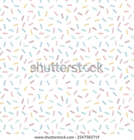 Donut, sweet confetti background. Sweet cake, donut confetti texture, seamless pattern. Colorful candy topping seamless background wallpaper. Vector illustration