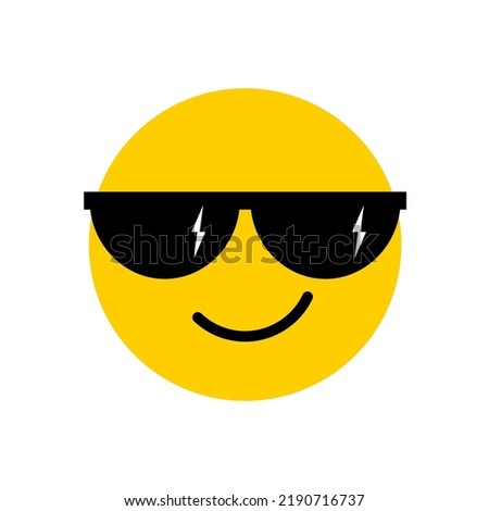 Like a boss emoji. Face with smile and sunglasses. Icon flat illustration.