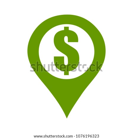 dollar map pin - navigation pointer, location marker, vector symbol