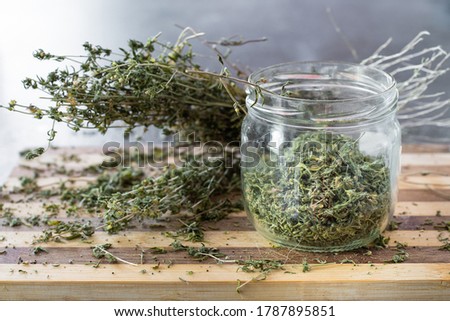 Similar – Image, Stock Photo Thyme near glass of olive oil