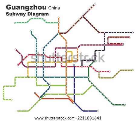 Layered editable vector illustration of the subway diagram of Guangzhou,China.