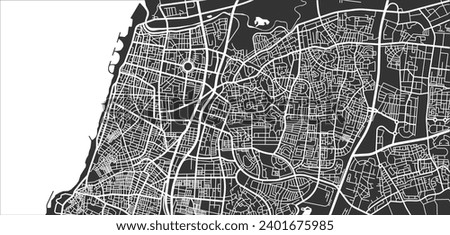 Layered editable vector illustration outline Map of Tel Aviv,Israel.