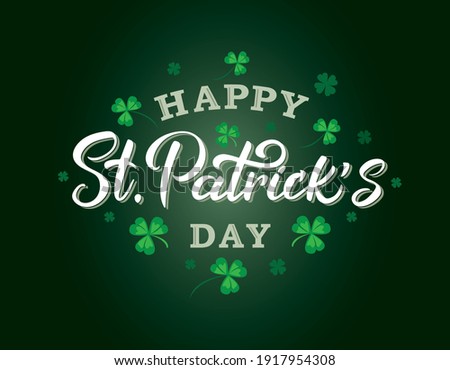 Vector hand lettering of St. Patrick's day. Greeting card with clover. Stok fotoğraf © 