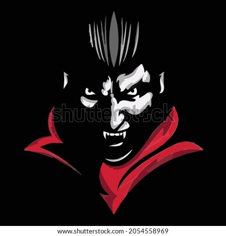 Vector illustration of vicious dracula logo template with black background