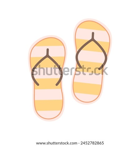 Cute flip flops. Summertime, beach shoes. Vector illustration in flat style