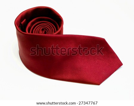 Red tie isolated on white background.