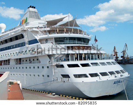 ODESSA, UKRAINE - AUGUST 01: Passenger ship M/S AIDA AURA (Built: 2003, Flag: Italy)  visit Port of Odessa on 01 August, 2011 in Odessa, Ukraine.