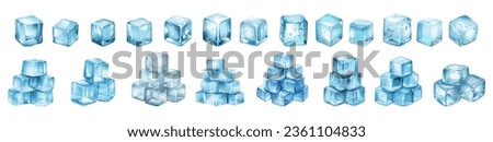 set of illustration of an ice cube. stack ice cube. isolated on a transparent background. eps 10